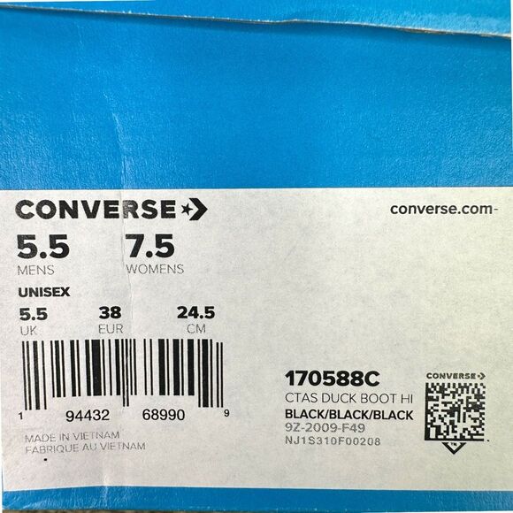 AMBUSH x Converse Chuck Taylor All Star Duck Boot High Triple Black 5.5M / 7.5W - Picture 11 of 11